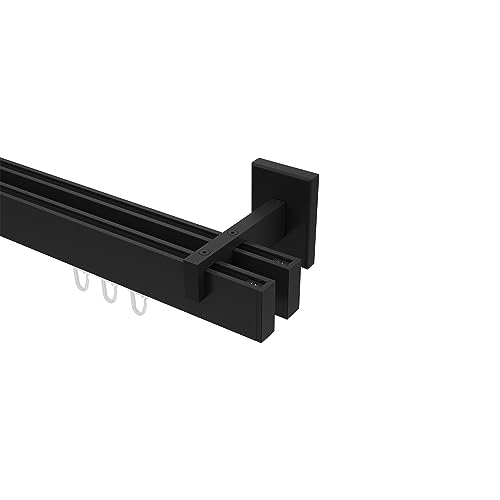 Interdeco Innenlauf Gardinenstangen eckig/kantig Schwarz zweiläufig Typ 10212821, 160 cm von INTERDECO