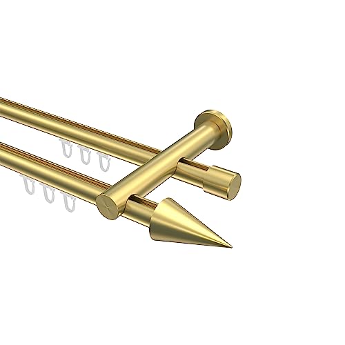 Interdeco Messing Optik Innenlauf Gardinenstangen 20 mm Ø 2-läufig Platon Savio, 180 cm von INTERDECO