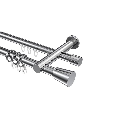 Interdeco Rundrohr-Innenlaufstangen/Gardinenstangen Chrom 20 mm Ø Platon Sitra, 140 cm von INTERDECO