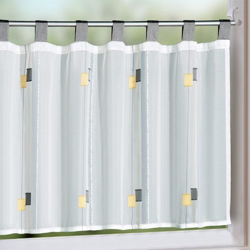 Interdeco Scheibengardine in Weiß/Grau/Gelb, BxH 140 x 50 cm Tianna (60) von INTERDECO