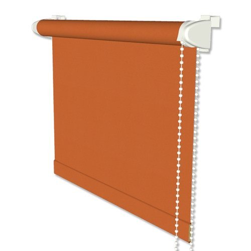 Interdeco Verdunkelungsrollos/Thermo-Rollo Orange (Terracotta) BxH 71 x 215 cm Klemmfix Seitenzugrollo (ohne Bohren) für Balkontüren mit Silberbeschichtung von INTERDECO