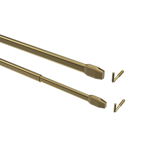 Interdeco Vitragestangen/ausziehbare Scheiben-Gardinenstangen Messing farbig (2 Stück), 30-50 cm von INTERDECO