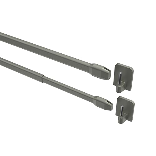 Interdeco Vitragestangen mit Klebehaken/ausziehbare Scheibenstangen Silber-Grau (2 Stück), 80-140 cm von INTERDECO