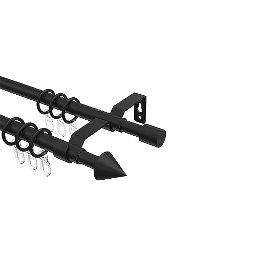 Interdeco ausziehbare Gardinenstange in Schwarz doppelläufig 13/16 mm Ø Hera Cone, 130-240 cm Interdeco ausziehbare Gardinenstange in Schwarz doppelläufig 13/16 mm Ø Hera Cone, 130-240 cm von INTERDECO