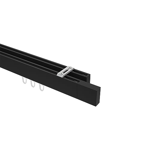 Interdeco eckige Innenlauf-Gardinenstangen (Deckenbefestigung) Schwarz zweiläufig Typ 10212917, 200 cm von INTERDECO