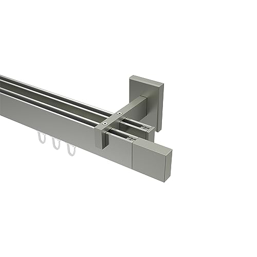 Interdeco eckige Innenlauf Gardinenstangen Edelstahl Optik 2-läufig Typ 10212921, 100 cm von INTERDECO