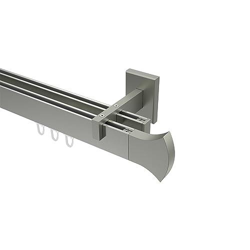 Interdeco eckige Innenlauf Gardinenstangen Edelstahl Optik 2-läufig Typ 10213021, 240 cm von INTERDECO