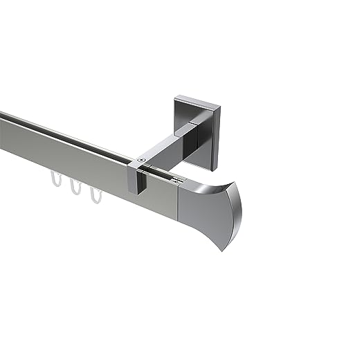 Interdeco eckige Innenlaufstange/Gardinenstange mit Innenlauf Edelstahl-Optik/Chrom Typ 10213019, 100 cm von INTERDECO