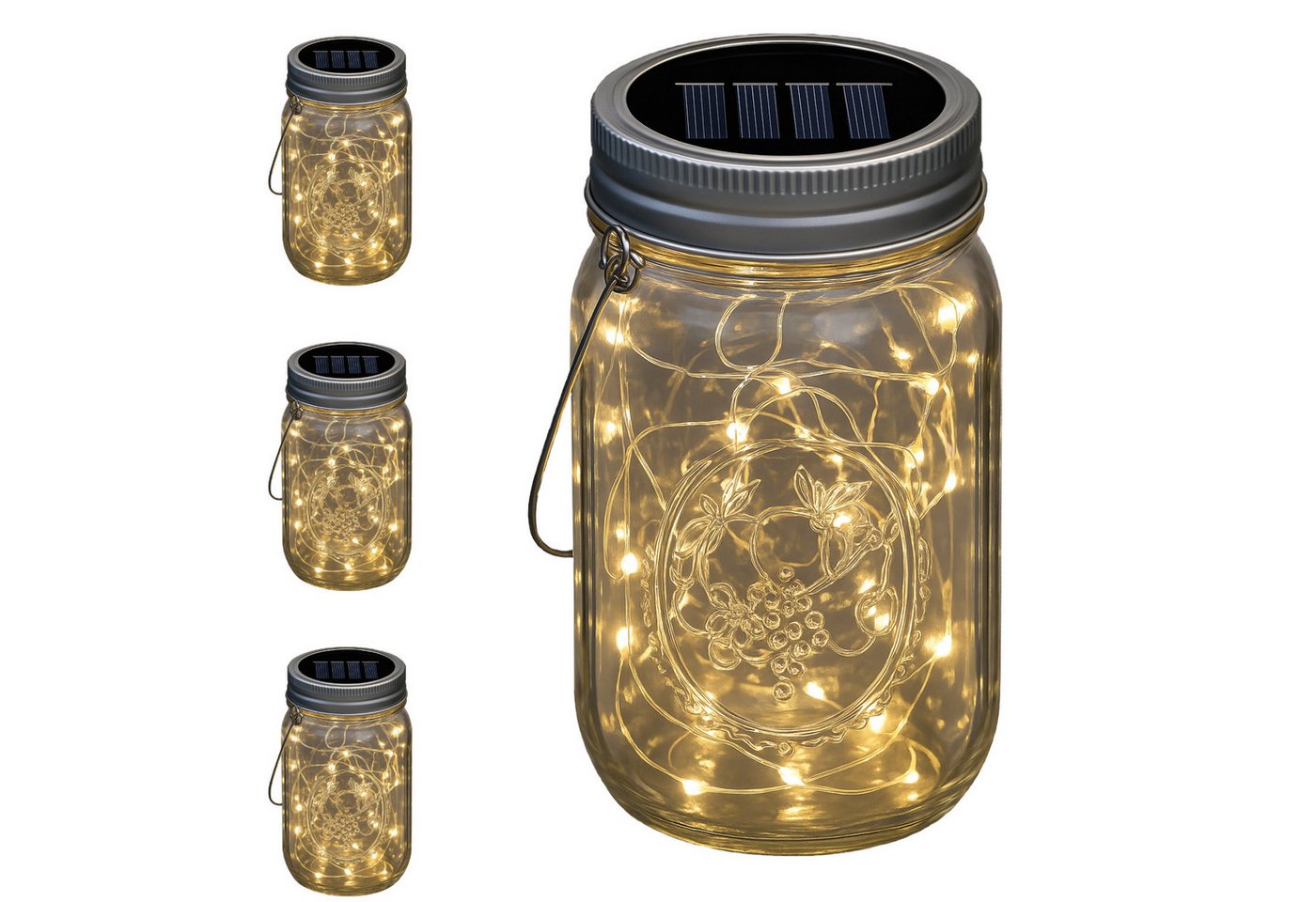 INTERGARDEN LED Solarleuchte 3er Set Solarlampe Einmachglas inkl. Akku – warmweiß & wetterfest INTERGARDEN LED Solarleuchte 3er Set Solarlampe Einmachglas inkl. Akku – warmweiß & wetterfest von INTERGARDEN