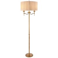 Interiors Stanford Antique Brass - 2 Licht Stehlampe Antik Messing mit Beige Shade, E14 von INTERIORS 1900