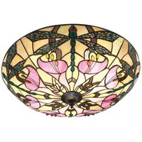 Interiors Ashton - 2 Light Large Ceiling Flush Hell Dunkelbronze, Tiffany Glass, E27 von INTERIORS 1900