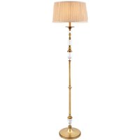 Interiors Polina Antique Brass - 1 Licht Stehlampe Antik Messing mit Beige Shade, E27 von INTERIORS 1900