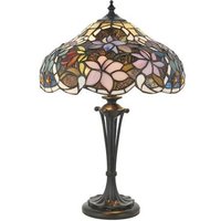 Interiors Sullivan - 2 leichte kleine Tischlampe aus dunkler Bronze, Tiffany-Glas, E27 von INTERIORS 1900