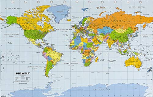 Politische Weltkarte in deutsch als Poster, ca. 90x61cm: Maßstab 1:46.400.000 Mio. von INTERKART Landkarten & Globen