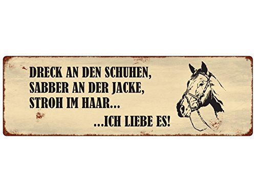 METALLSCHILD Blechschild DRECK AN DEN SCHUHEN Pferd Pony Stall Reiten Spruch Motivation Dekoschild von Interluxe