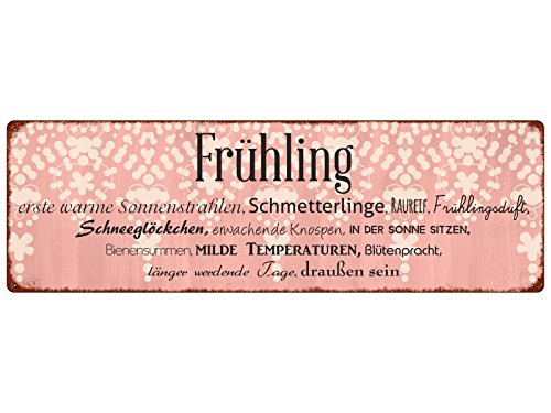 METALLSCHILD Blechschild FRÜHLING ERSTE WARME SONNENSTRAHLEN Geschenk Spruch Dekoschild von Interluxe