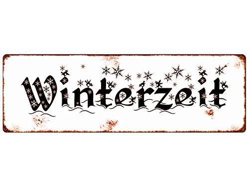 METALLSCHILD Shabby Vintage Blechschild WINTERZEIT Schild zur Dekoration Weihnachtszeit Advent Winter Weihnachten Schnee von Interluxe