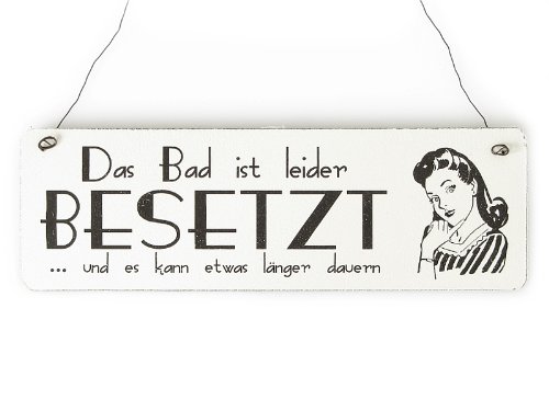 Interluxe Schild mit Spruch Shabby Vintage Türschild Das Bad ist leider besetzt Dekoration Holzschild Badezimmer Beautyraum Geschenkidee Freundin Tochter Mädels von Interluxe