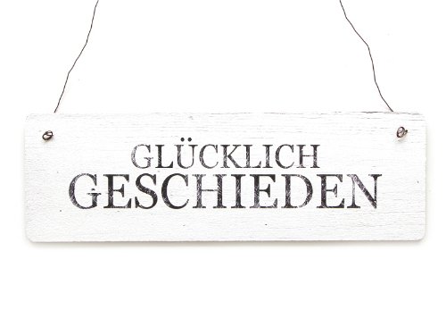 Shabby Vintage Schild Türschild GLÜCKLICH GESCHIEDEN Schild mit witzigem Spruch Scheidung Trennung Scheidungsparty Deko von Interluxe