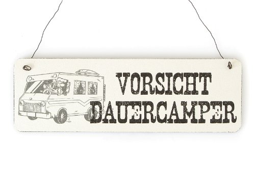 INTERLUXE Schild mit Spruch Türschild Vorsicht Dauercamper Holzschild Geschenkidee für Freunde Camping Wohnwagen Wohnmobil Shabby Vintage INTERLUXE Schild mit Spruch Türschild Vorsicht Dauercamper Holzschild Geschenkidee für Freunde Camping Wohnwagen Wohnmobil Shabby Vintage von Interluxe