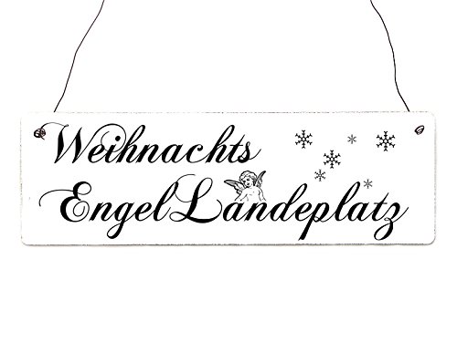 Interluxe Shabby Vintage Schild Türschild WEIHNACHTSENGEL LANDEPLATZ Weihnachten Deko von Interluxe