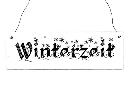 Shabby Vintage Schild Türschild WINTERZEIT Landhaus Chic Holzschild Geschenk Dekoration Winter von Interluxe
