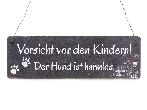 Interluxe Shabby Vintage Schild Türschild Warnschild Vorsicht VOR DEN Kindern DER Hund IST HARMLOS von Interluxe