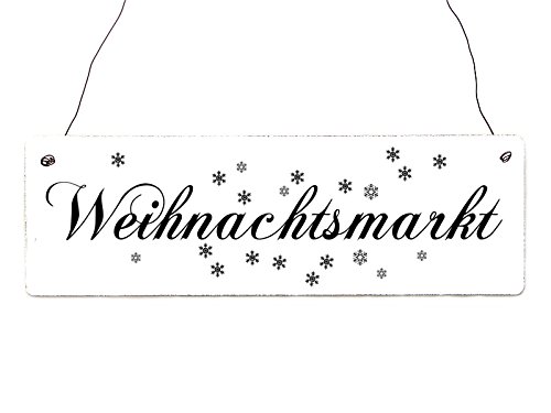 Interluxe Shabby Vintage Schild Weihnachtsmarkt Türschild Deko Weihnachten Holzschild Landhaus Chic von Interluxe