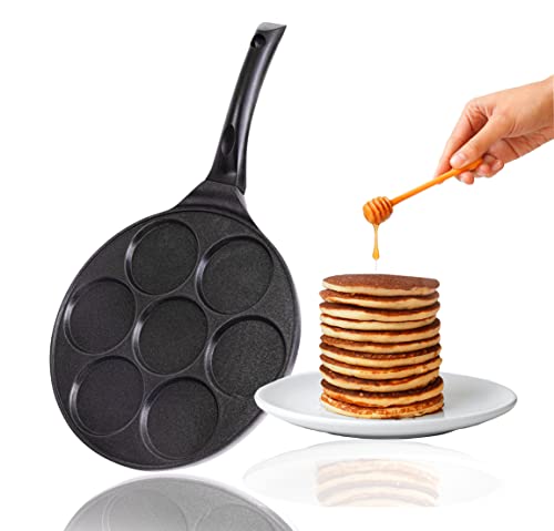 INTIGNIS Pancake Pfanne Spiegeleipfanne - Ø27cm mit Greblon Ceramics -Beschichtung | Induktion Ceran Gas Elektro | 7x Form Maker Eierpfanne für Spiegelei Liwanzen Poffertjes Blinis von INTIGNIS