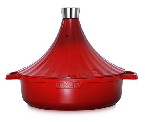 INTIGNIS Tagine-Topf Marokkanisch - Backofenfestes Tajine-Induktionsgefäß - Aluminium Antihaft-Tajin-Topf - 28cm - 4.43 Quart (Rot) von INTIGNIS