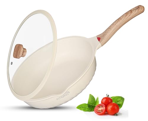 INTIGNIS® Premium-Bratpfanne mit Deckel, Kratzfest, 30 cm, Extra Tief, Kompatibel mit allen Herdarten, Einschließlich Induktion, Frei von Chemikalien, Super Antihaftbeschichtet (Weiß, 30) von INTIGNIS