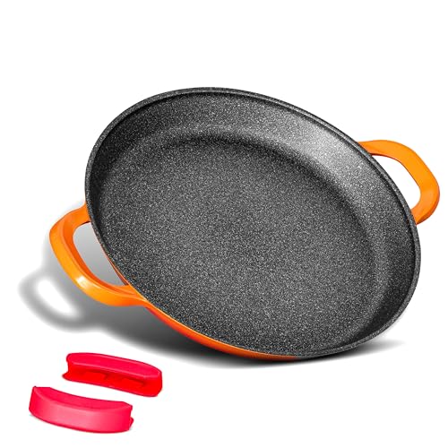 Professionelle Paellapfanne | 40 cm große Bratpfanne | Aluminium | Antihaftbeschichteter Marmor | Frei von Chemikalien | Für alle Induktionsherde, ofenfest von INTIGNIS