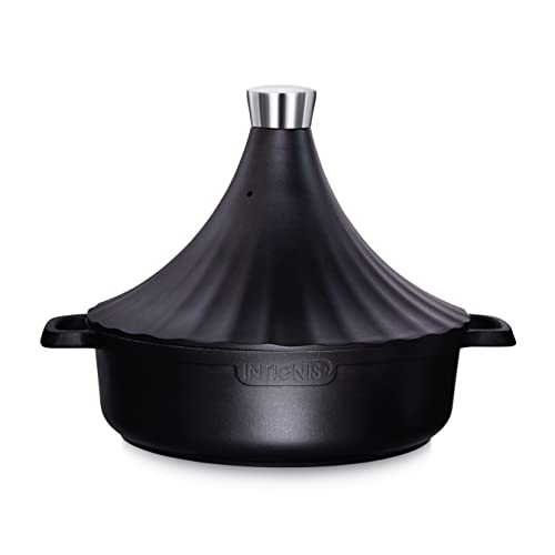 INTIGNIS Tagine-Topf Marokkanisch - Backofenfestes Tajine-Induktionsgefäß - Aluminium Antihaft-Tajin-Topf - 28cm - 4.43 Quart (Schwarz) von INTIGNIS