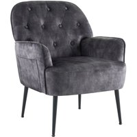 IWMH Einzelsessel, Lesesessel mit Armlehnen, Retro Lounge Cocktailsessel, Sessel mit Metallbeinen - Samt - Grau von INTIMATE WM HEART