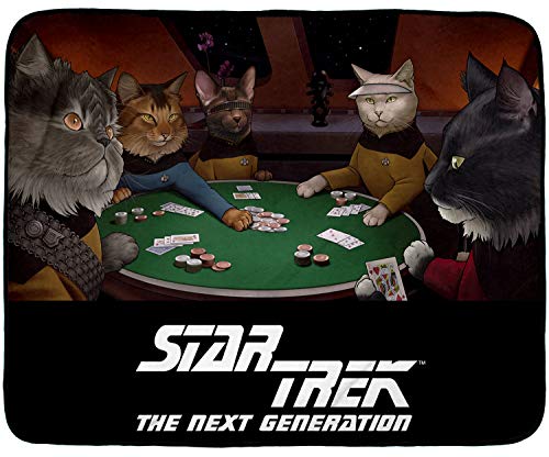 INTIMO Star Trek The Next Generation TNG Cat Characters Playing Cards Fleece Plush Throw Blanket 60" x 48" (152cm x 122cm) von INTIMO