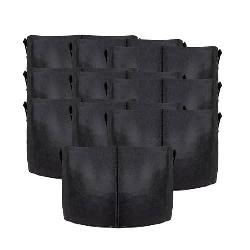 INTIRILIFE 10x Pflanzsack aus Vlies Stoff 56 Liter -15 Gallon- 50 x 30 cm- Pflanzen Übertopf mit Tragegriffen für Garten, Gewächshaus - Pflanzkübel Pflanzgefäß Pflanzbeutel Pflanztasche Kartoffelsack von INTIRILIFE