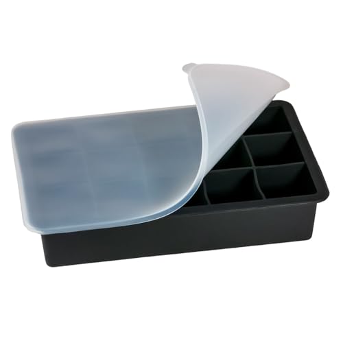 INTIRILIFE 1x Eiswürfelform aus Silikon in SCHWARZ - Eiswürfel Form mit 15 Fächern à 3x3x3 cm für große Eiswürfel - 18 x 11 x 3.5 cm - BPA Freier Flexibler Eiswürfelbehälter für EIS, Babynahrung UVM von INTIRILIFE