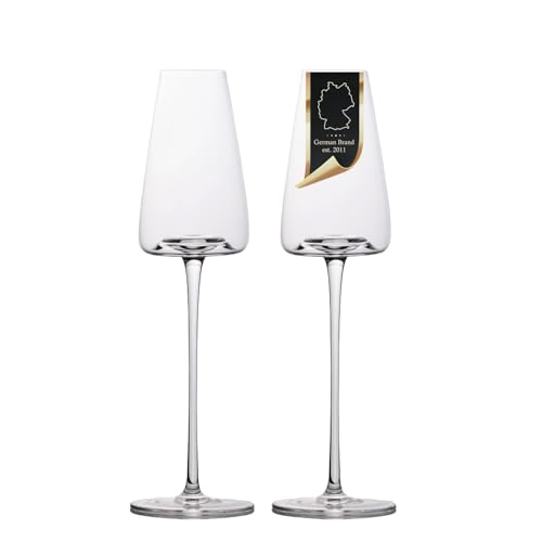 INTIRILIFE 2x Champagner Glas mit modernen Design - 220 ml Füllmenge - Sekt Prosecco Glas Spülmaschinenfest Kristallglas stoßfest von INTIRILIFE