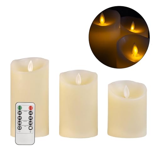 INTIRILIFE 3x Kerzen flammenlose LED Kerzen aus Wachs in Weiß - 7.5 x 15/12.5/10 cm - Stumpenkerze mit Fernbedienung batteriebetrieben Deko Idee Warmlicht Kerzenlicht INTIRILIFE 3x Kerzen flammenlose LED Kerzen aus Wachs in Weiß - 7.5 x 15/12.5/10 cm - Stumpenkerze mit Fernbedienung batteriebetrieben Deko Idee Warmlicht Kerzenlicht von INTIRILIFE