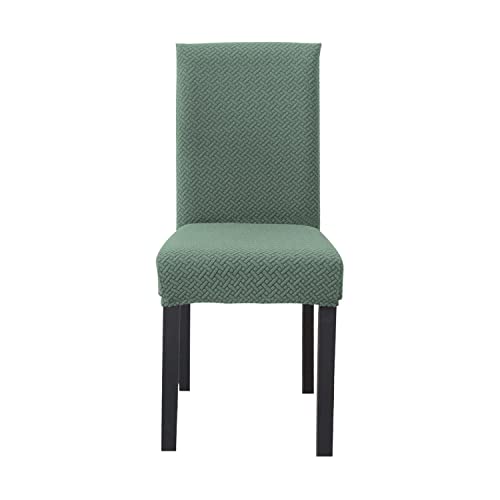 INTIRILIFE 4X Elastischer Stuhlhusse Stuhlüberzug in Gemustert HELL GRÜN mit 38-45 cm Sitzfläche und 45-65 cm Lehnenhöhe - Für Partys Hochzeiten Hotels oder Zuhause im Esszimmer von INTIRILIFE