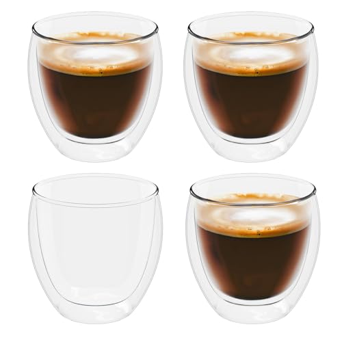 INTIRILIFE 4x doppelwandiges transparentes Espressoglas - 80 ml Füllmenge - Kaffeeglas Teeglas Thermoglas Dekoglas von INTIRILIFE