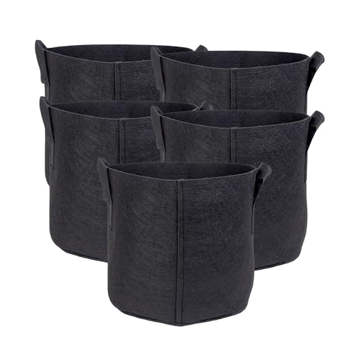 INTIRILIFE 5X Pflanzsack aus Vlies Stoff 20 Liter -5 Gallon- 30 x 25 cm - Pflanzen Übertopf mit Tragegriffen für Garten, Gewächshaus - Pflanzkübel Pflanzgefäß Pflanzbeutel Pflanztasche Kartoffelsack von INTIRILIFE