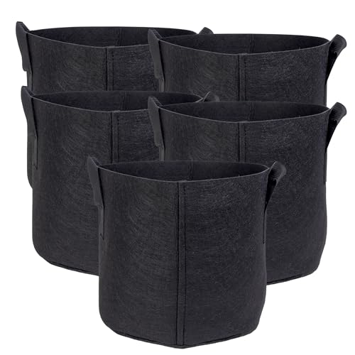 INTIRILIFE 5X Pflanzsack aus Vlies Stoff 26 Liter -7 Gallon- 35 x 30 cm - Pflanzen Übertopf mit Tragegriffen für Garten, Gewächshaus - Pflanzkübel Pflanzgefäß Pflanzbeutel Pflanztasche Kartoffelsack von INTIRILIFE