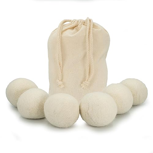 Intirilife 6-teiliges Trocknerbälle Set aus weißer Baumwolle - 7 cm Durchmesser - Wiederverwendbar Trockenball für Wäschetrockner reduziert Falten kann mit Duft beträufelt werden für duftene Kleidung von INTIRILIFE