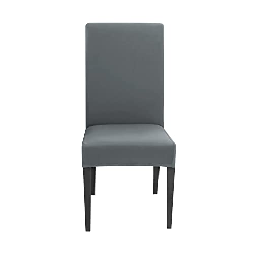 INTIRILIFE 6X Elastischer Stuhlhusse Stuhlüberzug in GRAU mit 38-45 cm Sitzfläche und 45-65 cm Lehnenhöhe - Für Partys Hochzeiten Hotels oder Zuhause im Esszimmer von INTIRILIFE