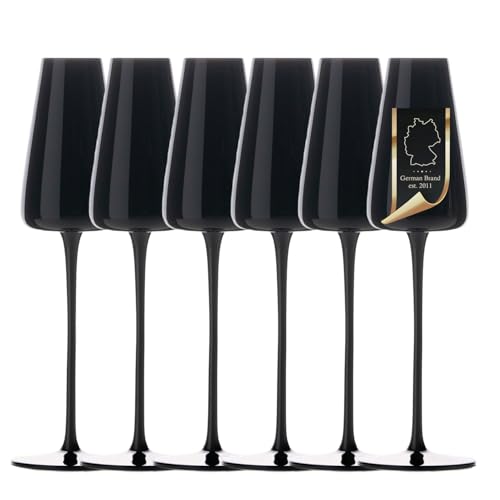 INTIRILIFE 6x Champagner Glas mit modernen Design in Schwarz- 220 ml Füllmenge - Sekt Prosecco Glas Spülmaschinenfest Kristallglas stoßfest von INTIRILIFE