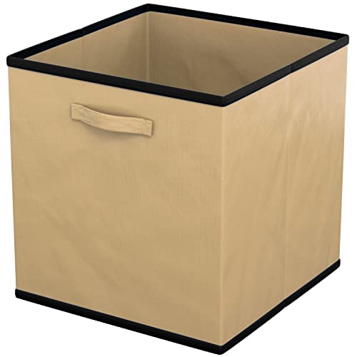 INTIRILIFE 6x faltbare Aufbewahrungs-Stoffbox in Beige - 26.7 x 26.7 x 28 cm - Multifunktionale Sammelbox zum Kombinieren mit Schränken oder Regalen von INTIRILIFE