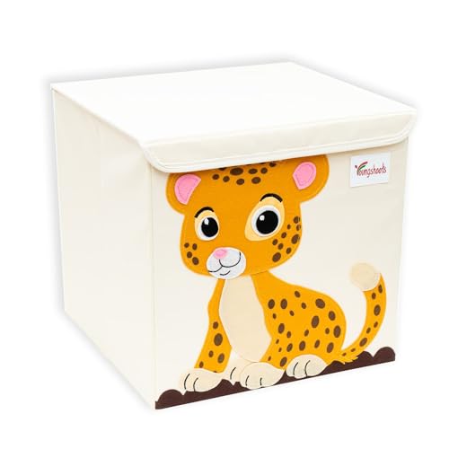INTIRILIFE Aufbewahrungsbox mit Deckel für Kinder - 35 x 33.5 x 33 cm - Motiv Tiger - Würfel Box Behälter für Spielzeug Decken Kleidung kompatibel mit Kallax Regalen von INTIRILIFE