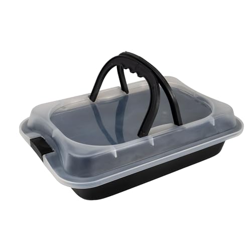 Intirilife Backblech mit Abdeckhaube zum Transportieren in Schwarz - 42 x 29 x 5 cm - Rechteckiger Transportbehälter Antihaft Kuchenbehälter Kuchenbox mit Tragegriff Kuchenblech Intirilife Backblech mit Abdeckhaube zum Transportieren in Schwarz - 42 x 29 x 5 cm - Rechteckiger Transportbehälter Antihaft Kuchenbehälter Kuchenbox mit Tragegriff Kuchenblech von INTIRILIFE