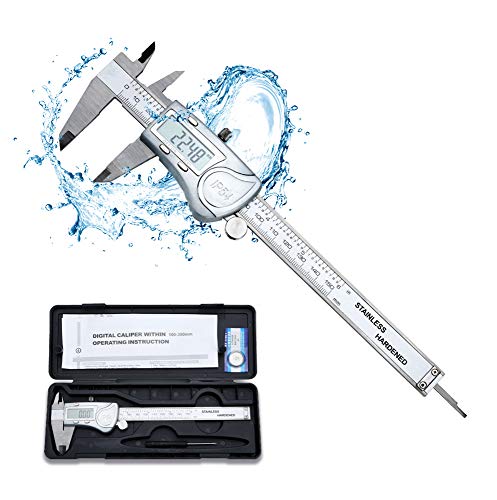 Intirilife Digitaler Messschieber in SILBER – 150mm / 6 Zoll IPX54 Wasserdichte Edelstahl Schieblehre Hochpräzises Profi-Messgerät mit LCD-Display für Abstände, Tiefenmaß und Durchmesser von INTIRILIFE